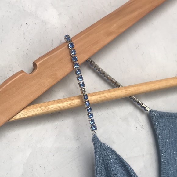 Sam Edelman Women's  Blue Heaven Shimmering Irina Cowlneck Top. Size M - Picture 3 of 7